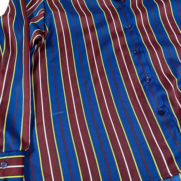 Vintage Levi Strauss Blouse Women's Sz L Multicolor Striped Button Up 90s - Picture 2 of 6